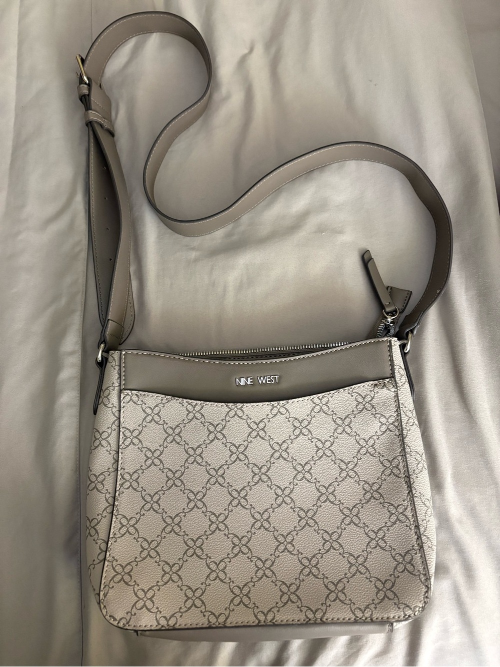 Nine West Taupe Patterned Crossbody Bag